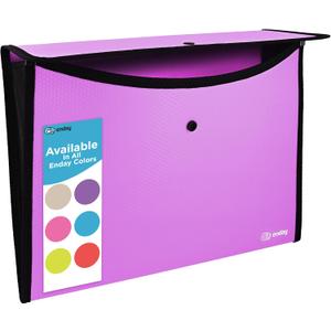 Enday Square Flap Plastic File Holder, Purple, A4 Letter Size, Reusable, Snap Closure, 13" x 9.4"