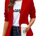 Womens Casual Blazers Long Sleeve Lapel Button Slim Work Office Blazer Jacket (Medium, Red)