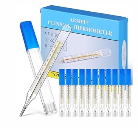 Ipetboom 12pcs Glass Temperature Measurement for Adults - Dual Scale General Use Temperatures Testing Tools Accurate Measurement for Families Home - Flat Design