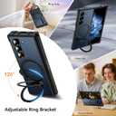 Hensinple for Samsung Galaxy Z Fold 6 Case with Ring Stand, [Compatible with MagSafe][Slim Fit], Magnetic Charing Translucent Back Shockproof Phone Case for Z Fold 6, Black