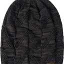 2 x PAGE ONE Mens Winter Slouchy Beanie Warm Fleece Lined Skull Cap Baggy Cable Knit Hat (Green)