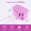 2 x Lunchneo bento box for adults, separate for men and women, set of utensils and dipping containers, cute Japanese bento box, microwave heatable(Pink)