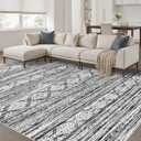 Nakagishi 9x12 Area Rugs Living Room: Washable Large Neutral Soft Rug Stain Resistant Non-Slip Carpet for Men Modern Home Enthusiasts Aged 25-45 - High Traffic Areas - Bedroom Office - Black White