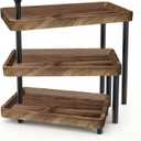 Serving Tray for Party, Wooden Cupcake Stand 3 Tiered Tray Stand Rotating Tiered Serving Tray Dessert Table Display Set Reusable Tiered Serving Platters for Cupcake, Veggie Fruit, Cookies, Dessert (15.8" x 7.9" x 14.5", Walnut)