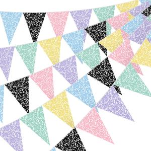 Tiamon 5 Pcs Composition Notebook Banner Classroom Decor Back to School Banner Decoration Colorful Composition Pennant Bunting 49.2 ft Pastel Triangle Flag for First Day of School Party Decoration, 15 Meters/49.2 feet
