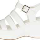 Women’s Strappy Platform Wedge Sandals – Open Toe Chunky Heel Summer Dress Shoes with Buckle Strap – 3 Inch Heel, 1.5 Inch Front Platform – Fashion Comfortable Casual - TUCSON White US 9