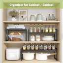 DOLALIKE Expandable kitchen Countertop Organizer, Stackable Cabinet Shelf Organizers, Space Saving Spice Rack Pantry Storage for Bathroom Office (Black, 1 Pack), 17 inches x 9 inches x 2 inches