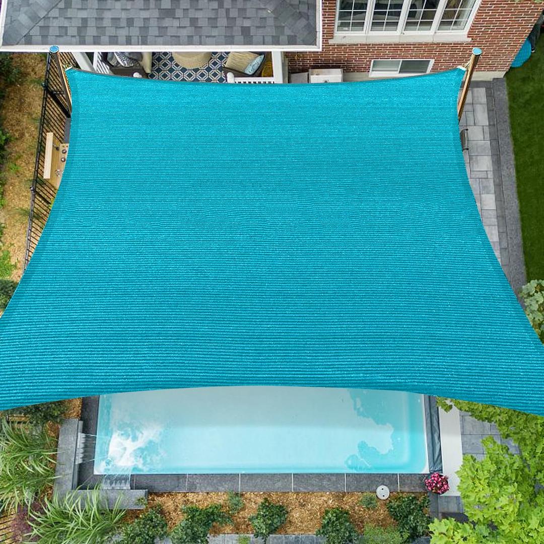 8'x8' Sun Shade Sail Rectangle Outdoor UV Block Square Canopy Sunshade Cover for Backyard Porch Pergola Deck Garden Patio, Turquoise