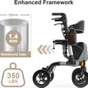 Walkers for Seniors, Rollator Walker with Seat, 350 lb Weight Capacity, 18" Big Seat, 8" All-Terrain Wheels, 6-Level Adjustable Height, Lightweight Aluminum Frame Rollator Walkers for Seniors (Silver)