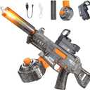 Electric Water Gun with Continuous Emission, Modern Design, Ages 3+, Black/Orange