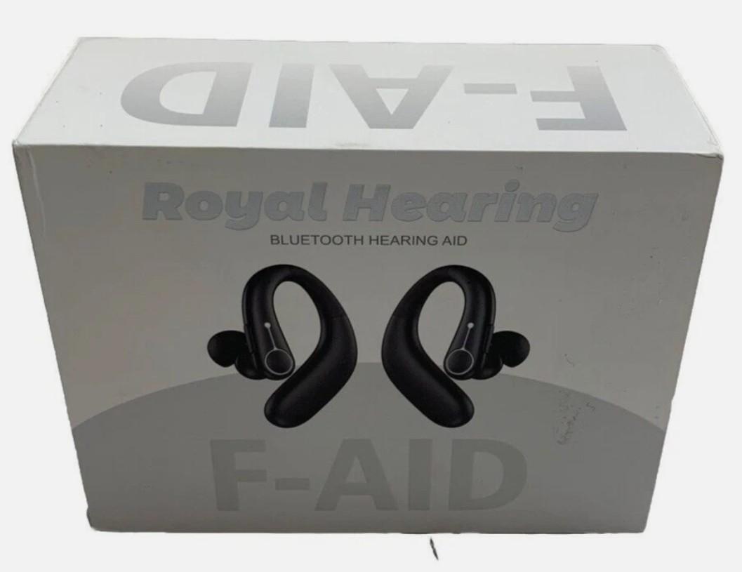 Royal Hearing F-AID Bluetooth Hearing Aid W/ Rechargeable Case Brown