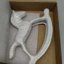 Sungmor Cast Iron Rocking Horse Statue, Home Office Desk Ornament, Vintage Collectible Figurine Decorative Paperweight, Rustic White Small Horse Nostalgia Christmas Decor