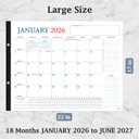 Large Desk Calendar 2026-2027, 18 Months Planner Pad From Jan 2026-Jun 2027, 22" x 17" Wall Calendar Classic Design with Habit Tracker Section, To-Do List, Notes, for Office, Home, School- Blue-Red