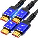 Highwings 8K HDMI 2.1 Cable 6.6FT/2M 2-Pack, Ultra High Speed HDMI Cable Braided Cord-4K@120Hz 8K@60Hz, DTS:X, HDCP 2.2 & 2.3, HDR 10 Compatible with Roku TV/HDTV/Blu-ray