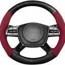 Steering Wheel Cover, Faux Leather, Universal 14.5-15 Inch, Non-Slip, Breathable Slim Fit, for Cars, SUVs, Trucks (Red Black)