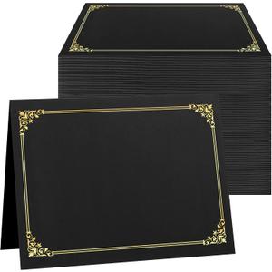 SUNEE Certificate Holders(Black, 150 Packs), Diploma Covers Gold Foil Border, for Letter Size 8.5x11 Certificates, Cardstock, Document Papers