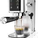 Espresso Machine 20 Bar, Touchscreen Espresso Maker with Steam Milk Frother, Stainless Steel Expresso Coffee Machine for Home with Removable Water Tank for Cappuccino Latte, Cold Brew, Long Coffee