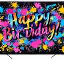Graffiti Happy Birthday Backdrop 7x5ft Colorful Painting Birthday Party Decorations Background Neon Glow in The Dark Banner Photo Booth Props