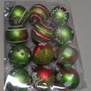 Christmas Ball Ornaments Set 12 Pcs 2.4 Inch Christmas Ball Ornaments for Tree, Red Green White Christmas Ornaments, Shatterproof Elf Balls for Xmas Tree, Holiday Party Decor