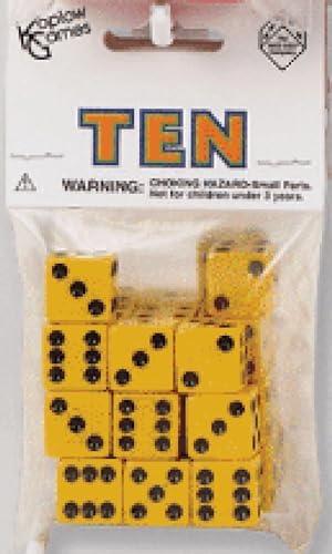Koplow Games Yellow with Black pips 16mm (5/8in) D6 Dice (10)