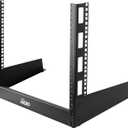 Tecmojo 2 Post 8U Desktop Sever Rack Small Open Frame Rack for 19 inch AV/Data/Audio/Studio Equipment Free Standing Home/Office Rack, Tapped Hole, Black