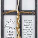 A Cord of Three Strands Wedding Sign Wall Decor 15x10 Inch Christian Marriage Art Wood Framed Braid for Wedding Ceremony Ideas Religious Couple Anniversary Wall Hanging (Black) (15X10Inches, Black)