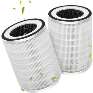 2 Pack True HEPA KILO Filter Replacement for Afloia KILO, KILOPLUS, KILOPRO, MIRO, MIRO PRO, MORENTO MR-Kilo, Kalo Air Purifier, 360 3-Stage Filtration for Bedroom Large Room Odor Dust Pollen Smoke