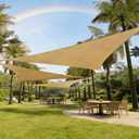 REXloyal Sun Shade Sail 13' x 20' Sand Rectangle Canopy Sail Shade Cover 95% UV Block Permeable Sunshade Outdoor for Patio Yard