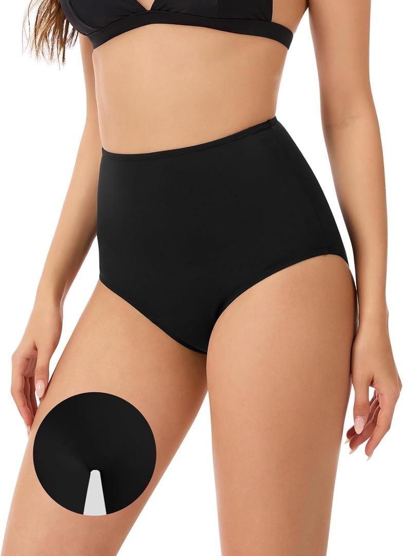 OVRUNS Camel Toe Bikini Bottoms High Waisted Swimsuit Bottom Tummy Control Waterproof UPF 50+ Bathing Suit for Women XL