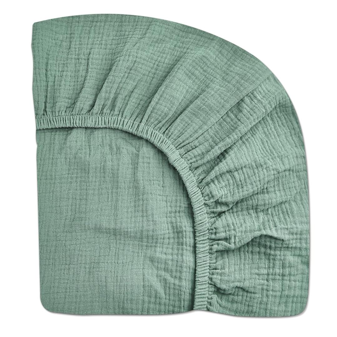 Crib Sheets for Boys Girl, Fitted Baby Toddler Bed Sheets 28" x 52", Neutral Muslin Cotton Crib Mattress Bedding Soft and Breathable Comfort(Roman Green)