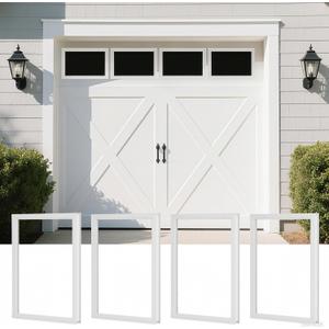 4 Pcs Garage Door Windows, 21"×14" Replacement Vinyl Windows Inserts Kit with UV Resistant Resin Glass, Garage Door Windows Inserts for Exterior Garage Doors, Clear Design (Style2)