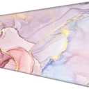 Gaming Mouse Pad Giant 48x24 Desk Mat Oversized Large Mousepad Jumbo Huge Desk Pad Pink Marble Protector Mat XXXL Non Slip Computer Mat for Wireless Desktop Work