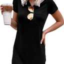 Ladiyo Women T Shirt Dress Summer Fashion Mini Dress Crew Neck Short Sleeve Dress Solid Color Casual Dress with Pocket (X-Large)