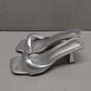 RYNKOMA Women's Leather One Band Square Open Toe Stiletto Slide Sandals Fashion Slip-On Sexy Kitten Heel Mule Sandals Wedding Party Evening Prom Dance Backless Dress Slipper Pump Shoes Size 37