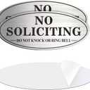No Soliciting Sign, 2 Pack Self-Adhesive Aluminum Metal No Solitation Do Not Knock or Ring Bell Sign, 7.0 x 3.0 inches Fade Resistang Signs for Office and Home (Brushed Nickel/Black)