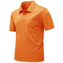 JEMLDL Mens Polo Shirts Short Sleeve Golf Tennis Shirt Quick Dry Collared Casual Work Tops with Pocket 4 Button Placket Tops, Orange, XXL