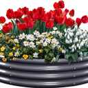 KING BIRD Raised Garden Bed Galvanized Round Planter Box Outdoor for Gardening, Plants, Vegetables, Flowers, Dark Grey, 47x47x12 in