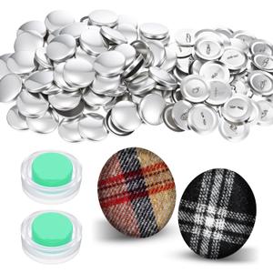 100 Sets Button Covers, Cover Button Kit DIY Fabric Covered Buttons with Tools Size 45/1.1 Inch Buttons Making Kit with Wire Backs to Make Your Own for Crafts DIY Lovers Sewing Maker Supplies