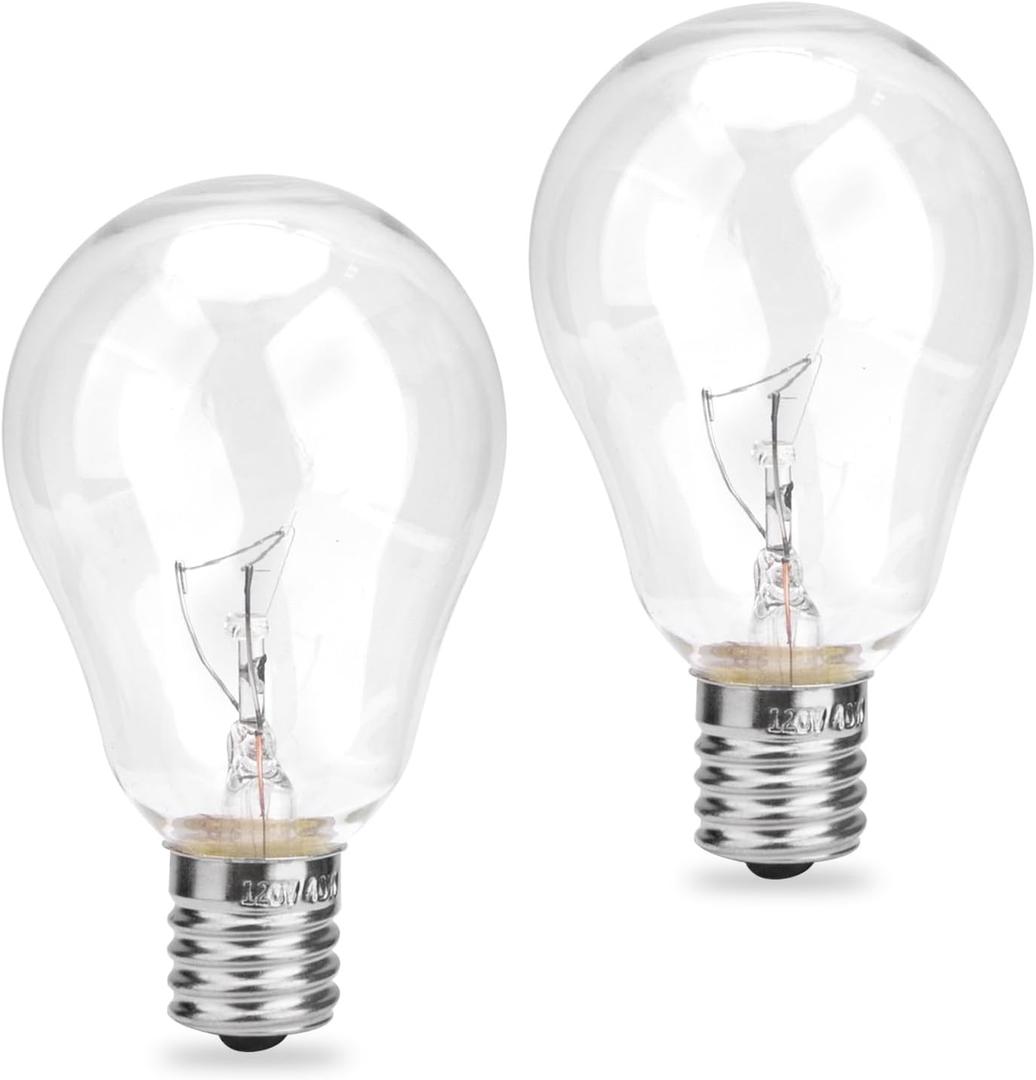 40 Watt Replacement Bulb, E17 sockets 2 Pack Light Bulb.for Mirror lightsand Other Indoor Lighting fixtureswith Clear Glass Construction