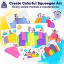 2 x Squeegee Rainbow Squeeze Art Kit for Kids - Princess & Unicorn Design | Kids Stickers Included, Mess Free Paints, Girls Birthday Gifts Age 6-7 8 10, Develops Fine Motor Skills, STEAM Activity, Compact