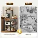 Bakers Rack with Storage, 5-Tier Coffee Bar Station with Drawer, Kitchen Coffee Stand with Pod Drawer Holder, for Living Room, Home Cafe, Kitchen, Rustic Brown KF60BRY1