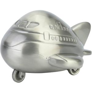 Airplane Piggy Bank Alloy Money Bank Saving Box with Air Plane Shape Boys Savings Jar for Desktop Decor Room Ornament