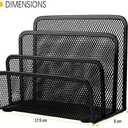 wishacc Folder Holder Desk, 2 Pack Mail Organizer Letter Holder for Desk Metal Mesh with 3 Vertical Upright Compartments