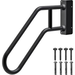 SELEWARE Heavy Duty 28" Handrails for Outdoor 1-3 Step, Non-Slip Door Jamb Corner Wall Mount Stair Hand Railing Grab Bars, U-Shape Safety Handle for Garage, Porch, Garden (Left Handed, Dia 1.3" Pipe)