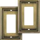 Henne Bery Sunken Pearls Heavy Duty Decorative Wall Plate Switch Plate Outlet Cover (Single Decorator, 2 Pack, Antique Brass) (Single Decorator 2PK)