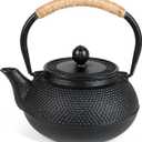 INNOLIFE 600ml/20oz Cast Iron Teapot, Japanese Tea Pot with Stainless Steel Infuser for Loose Leaf, Black