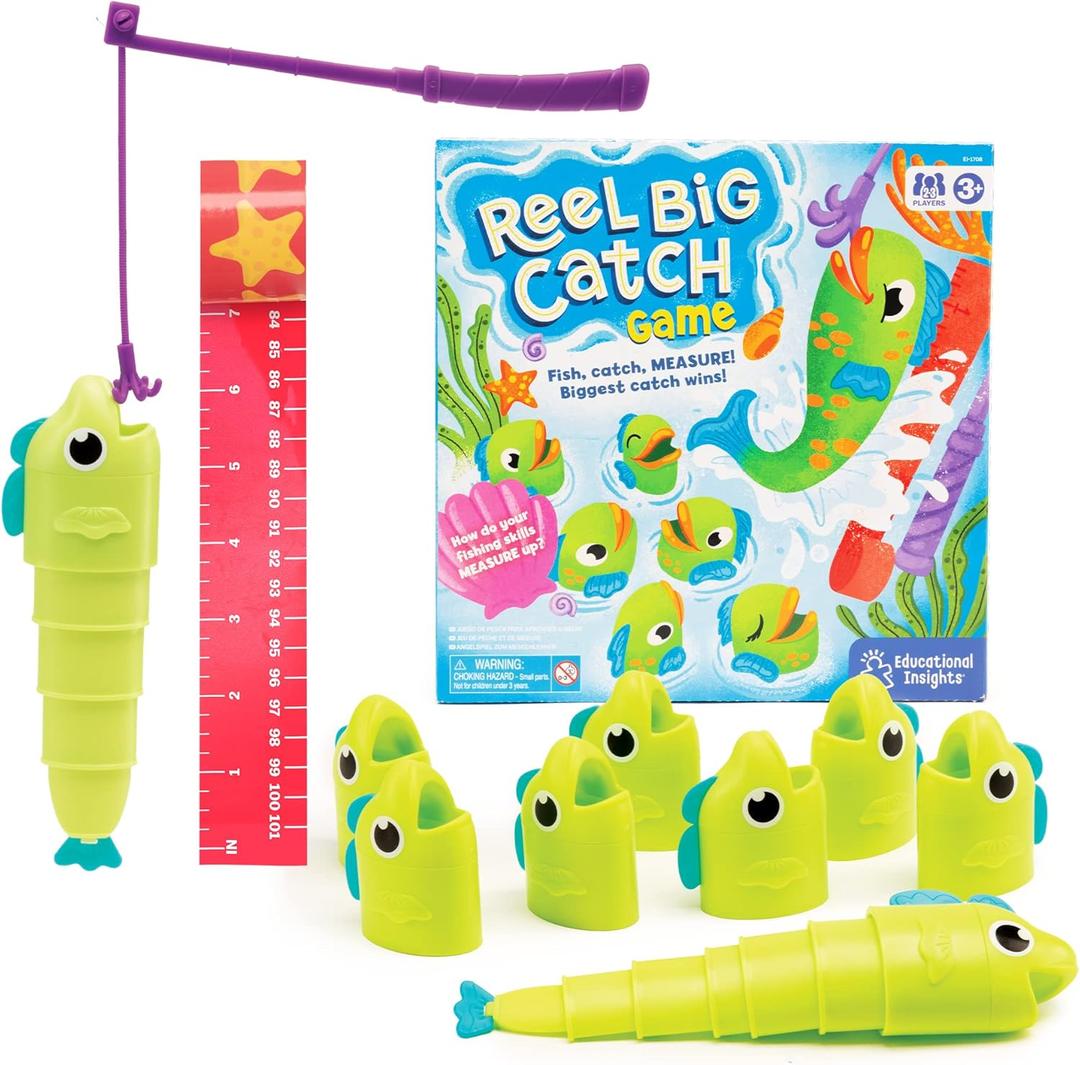 Educational Insights Reel Big Catch Game - Preschool Math Games for 4 Year Olds, Who Can Catch The Longest Fish Game, Kindergarten Learning Activities, Fishing and Counting Games for Kids Ages 3-5
