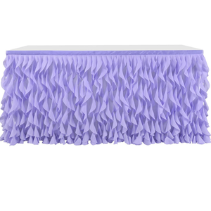 Lavender Purple Curly Willow Tulle Tutu Table Skirt for Rectangle or Round Table,Ruffle Table Skirts for Mermaid Party Baby Shower Decoration