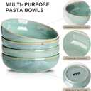 HVH 8.5 inch Large Pasta Bowls Set of 4, 46oz Big Salad Bowl Set of 4, Shallow Bowls, Dinner Bowls Set, Ceramic Bowls Set Microwave and Dishwasher Safe, Smooth glaze (Turquoise)
