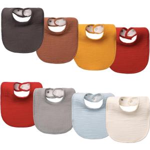 8-Pack Baby Drool Bibs, 100% Cotton, Ultra Soft & Absorbent for Newborns, Adjustable Snaps, Shower Gift (Yellow)